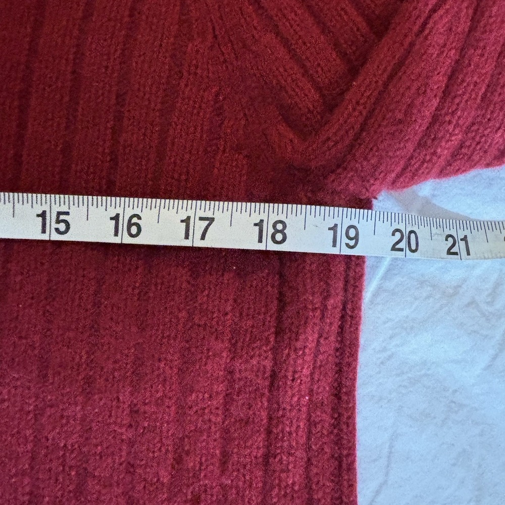 VTG Fossil 1/4 zip ribbed pullover Ribbed Elbow Patch Wool Blend Mens Sz L Red - Picture 6 of 7